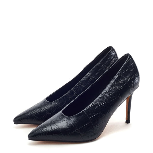 Grimoire Black Croc Print Porvair Shoes