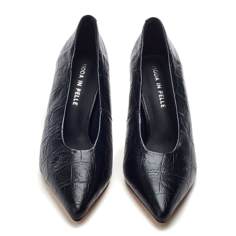 Grimoire Black Croc Print Porvair Shoes