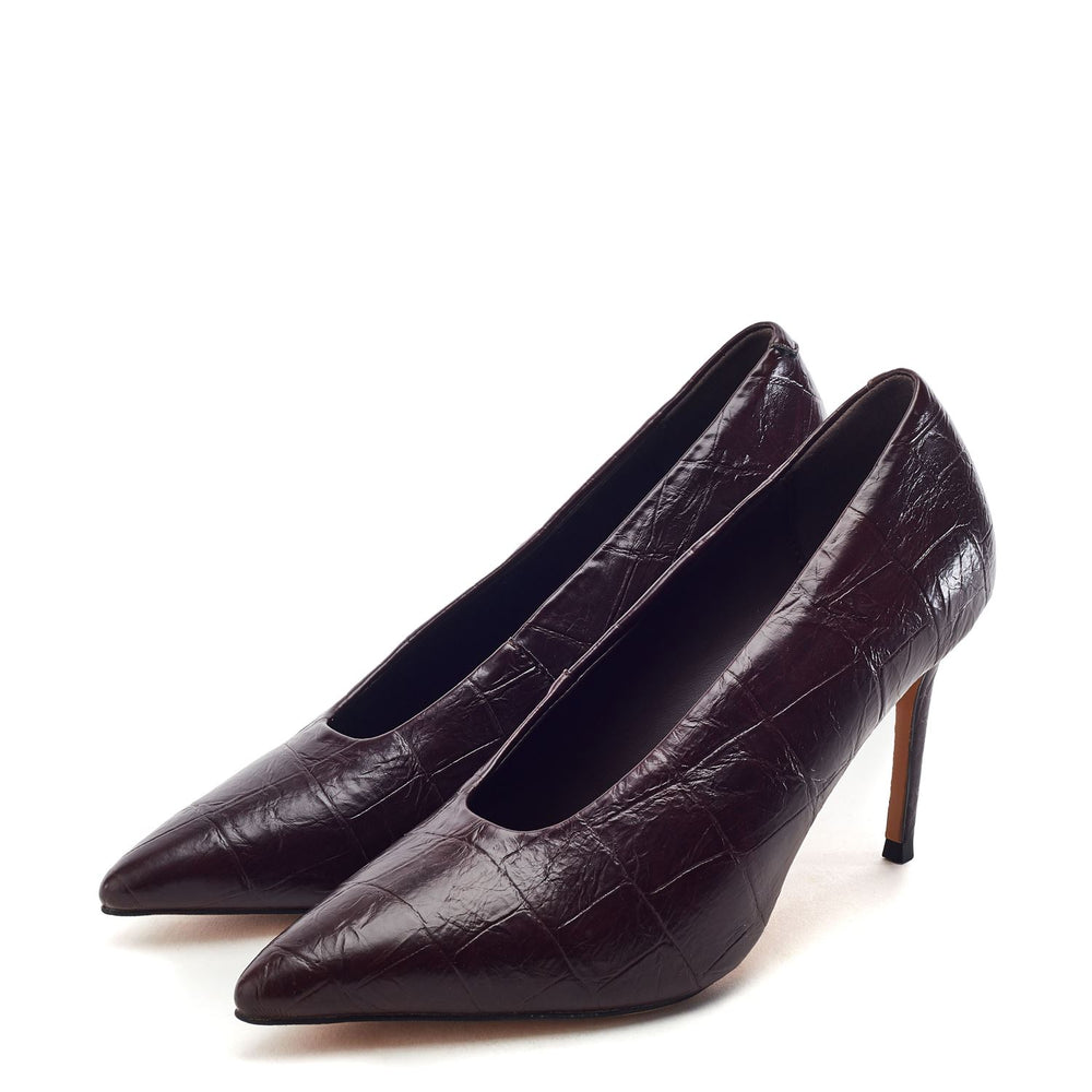 Grimoire Dark Brown Croc Print Porvair Shoes