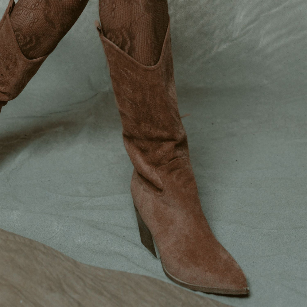 Gwyndolyn Camel Alcantara Boots