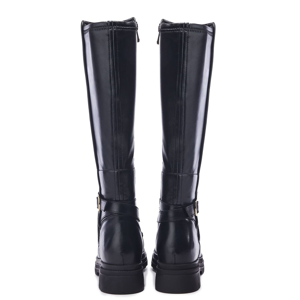 Hannis Black Leather Boots