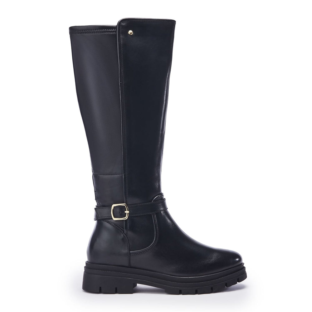 Hannis Black Leather Boots