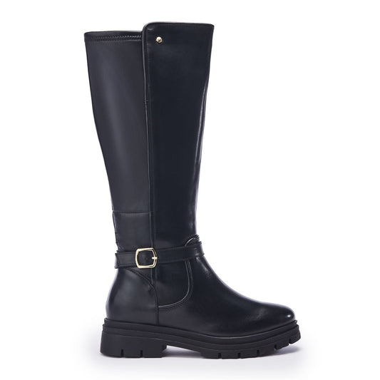Hannis Black Leather Boots