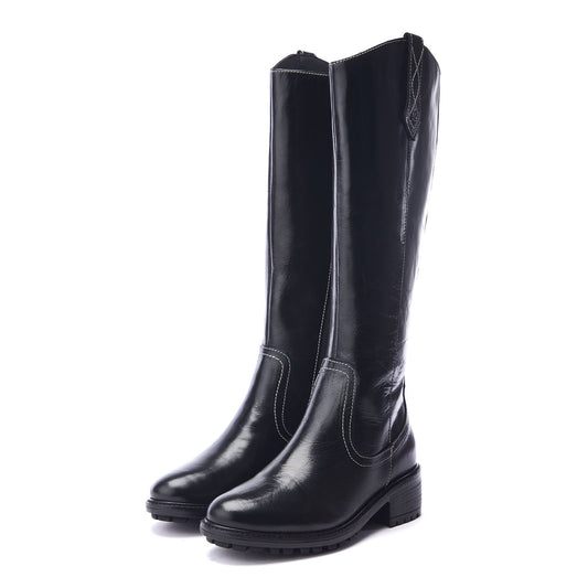 Hazay Black Leather Boots