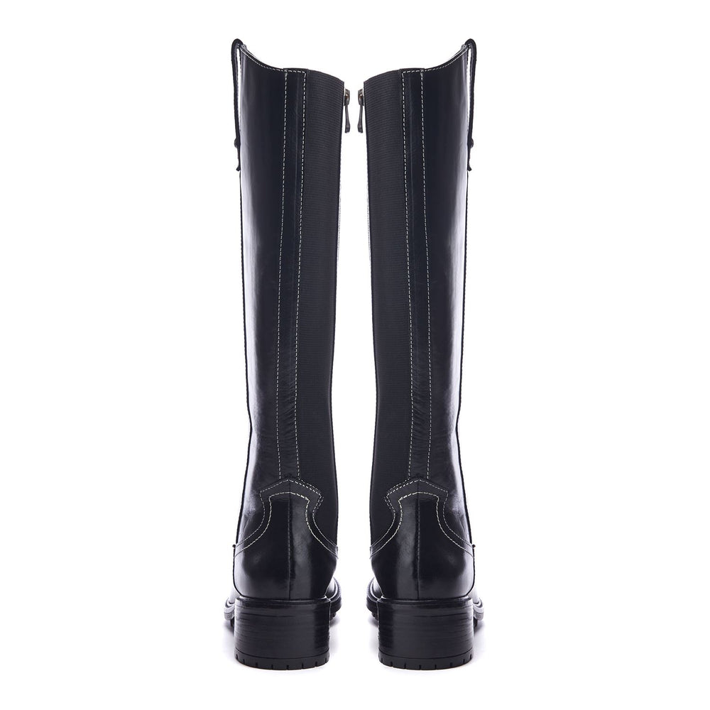 Hazay Black Leather Boots