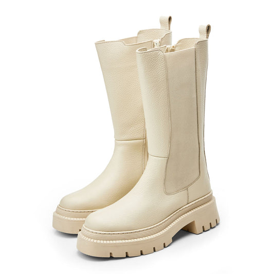 Itzel Cream Leather Boots