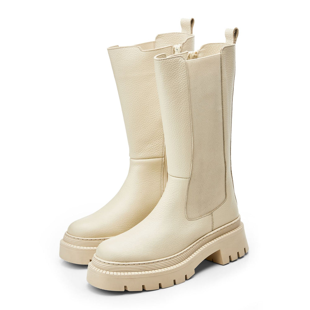 Itzel Cream Leather Boots