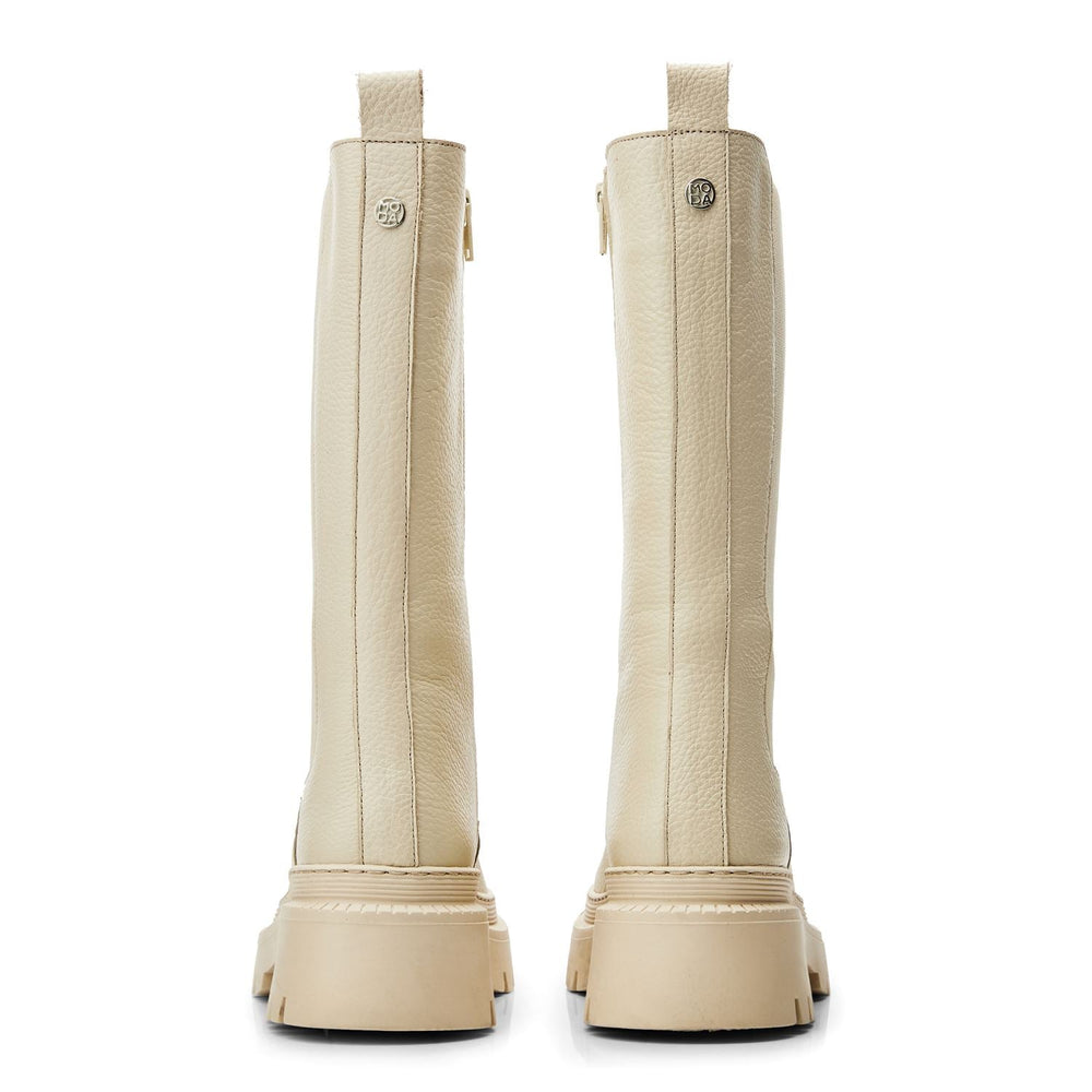 Itzel Cream Leather Boots