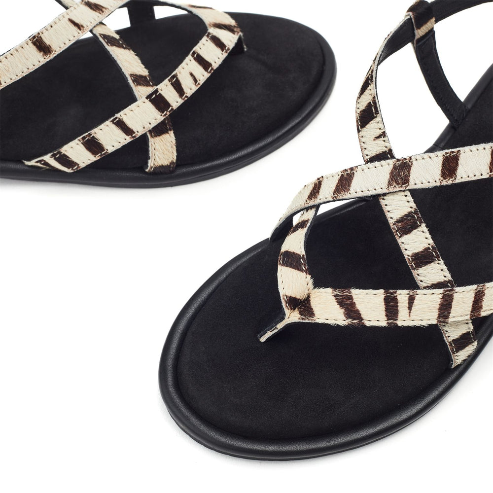Jacaran Zebra Pony Hair Sandals