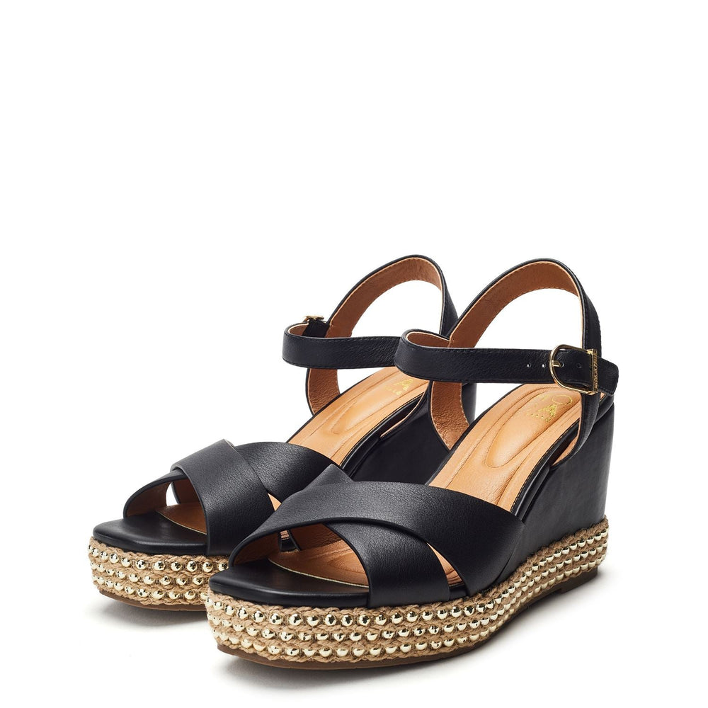 Janeen Black Leather Sandals
