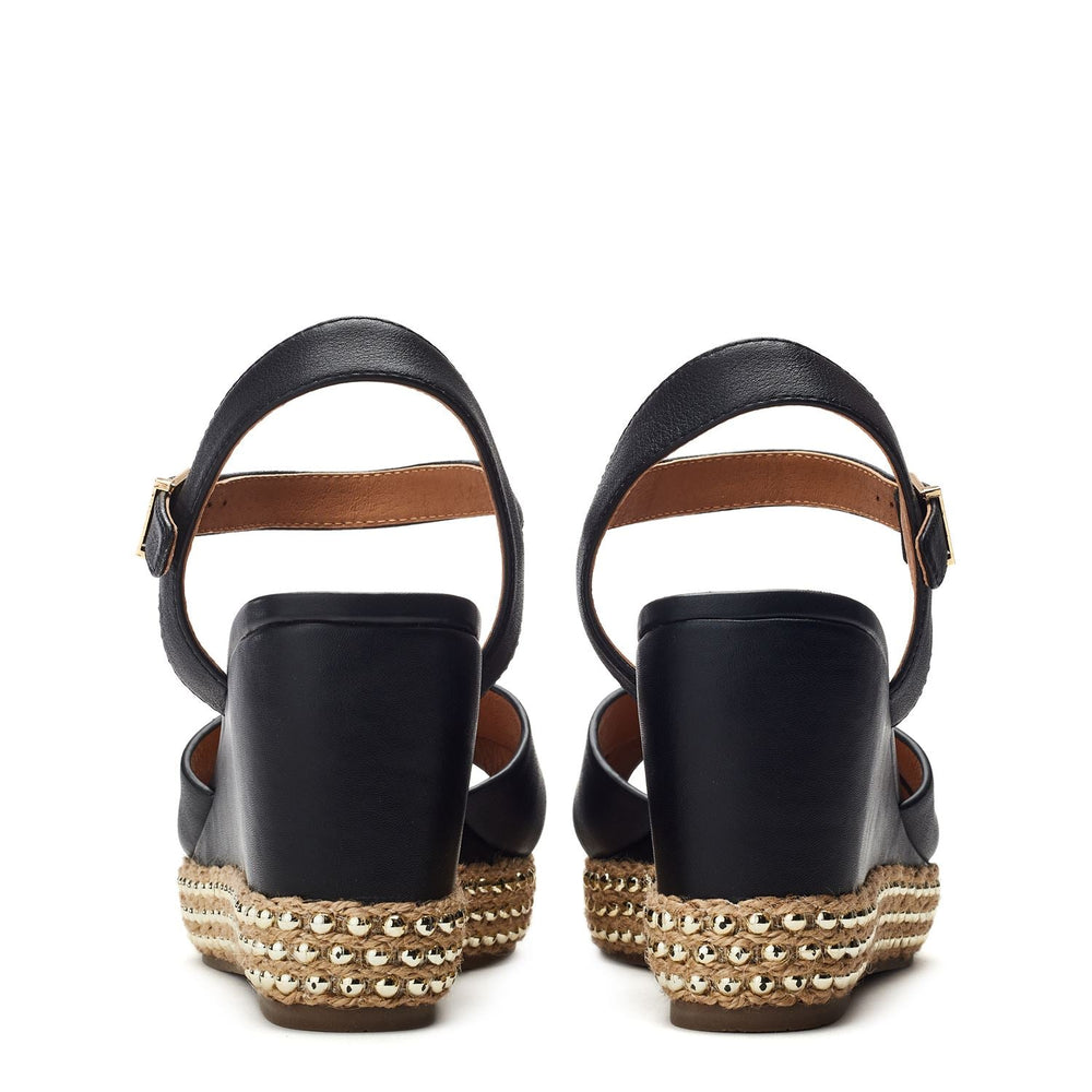 Janeen Black Leather Sandals