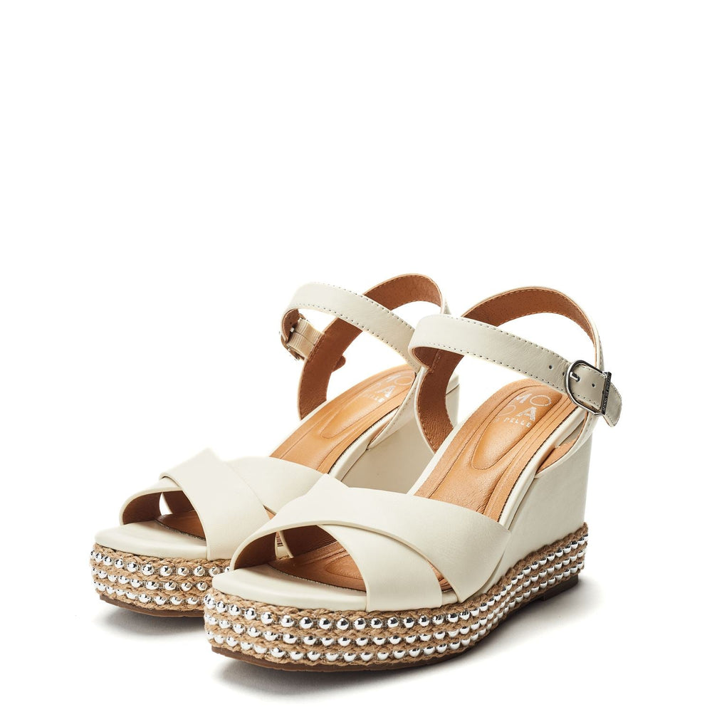 Janeen Off White Leather Sandals