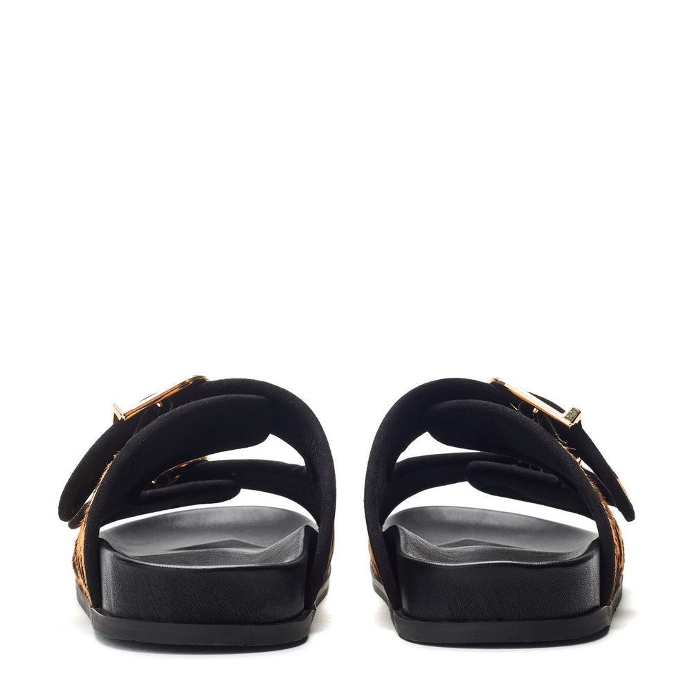 Janettie Leopard Pony Hair Sandals