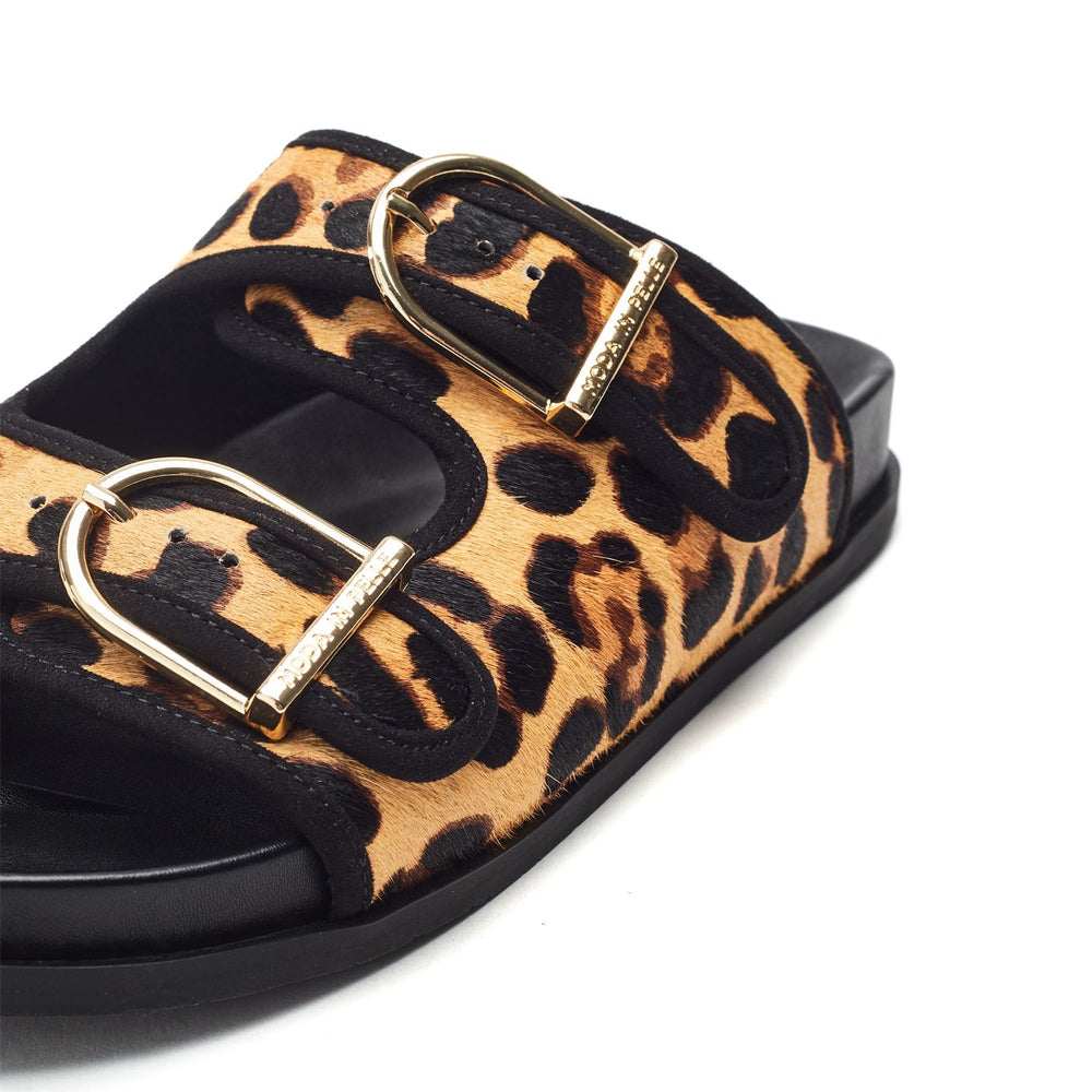 Janettie Leopard Pony Hair Sandals