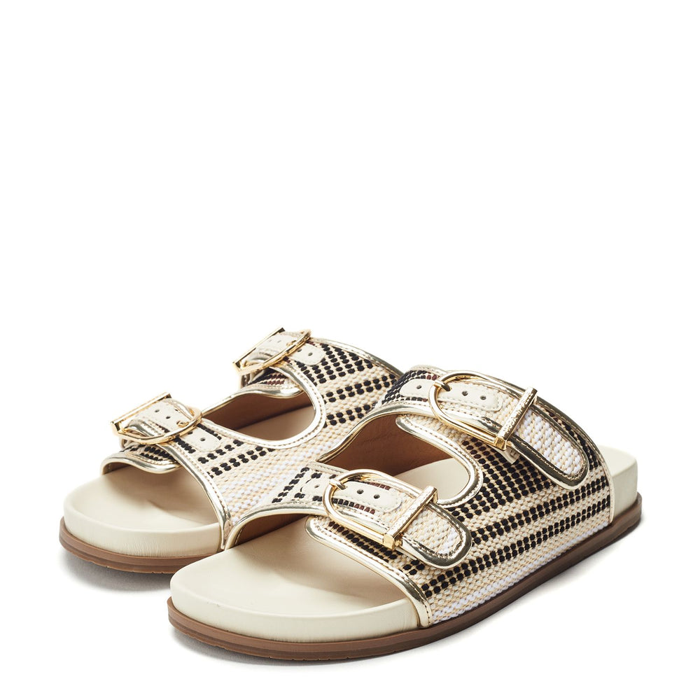 Janettie Off White Textile Sandals
