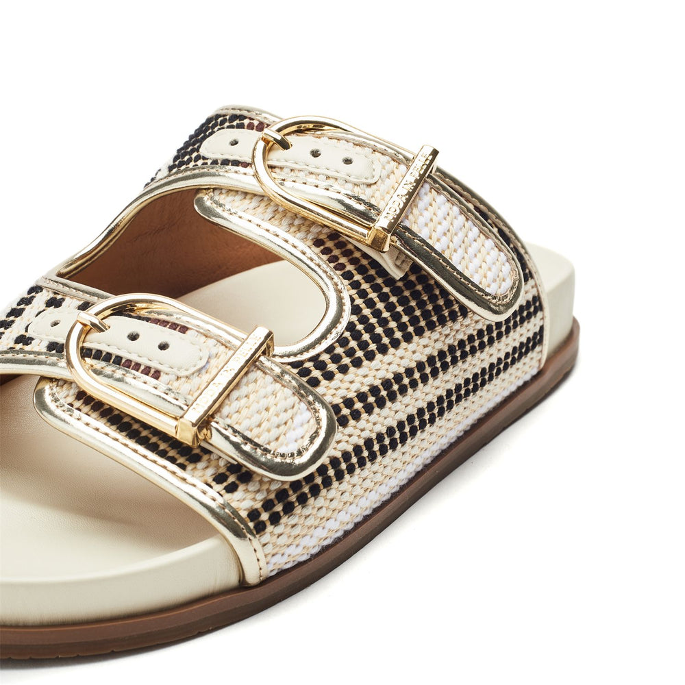Janettie Off White Textile Sandals