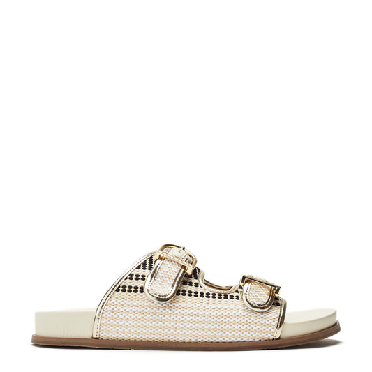 Janettie Off White Textile Sandals