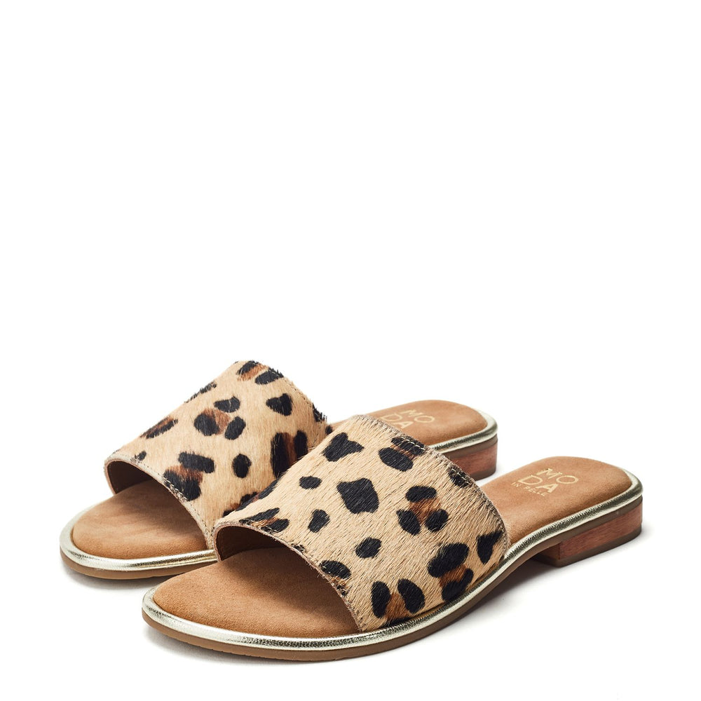 Jarro Leopard Pony Hair Sandals