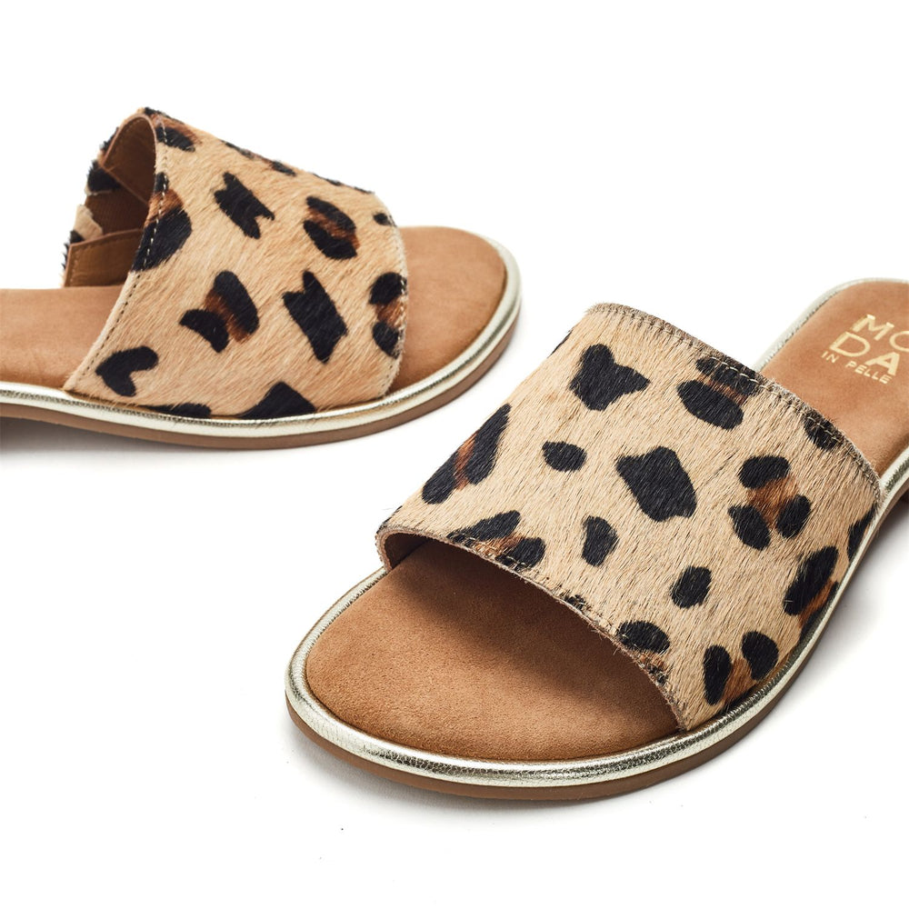 Jarro Leopard Pony Hair Sandals