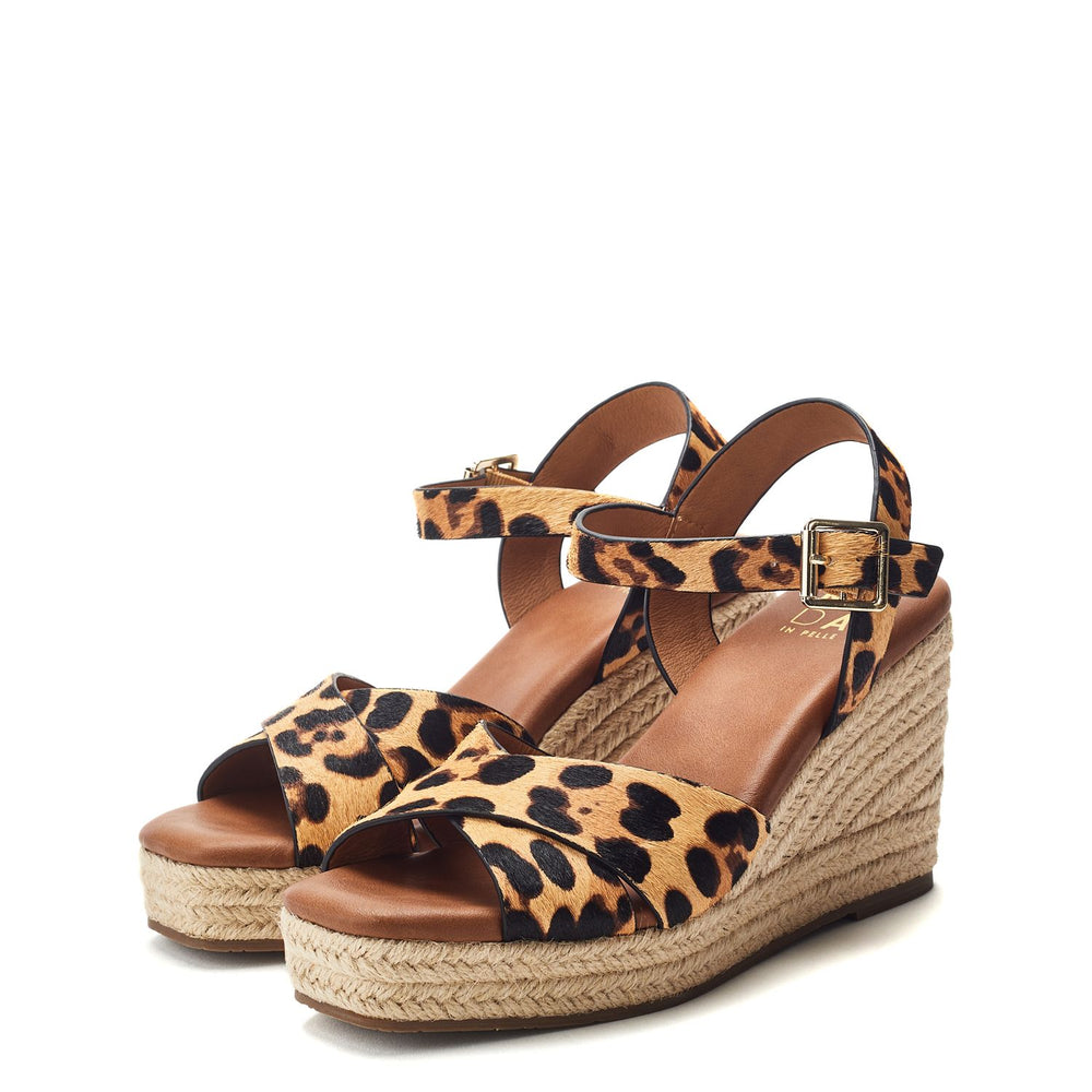 Jasminium Leopard Pony Hair Sandals