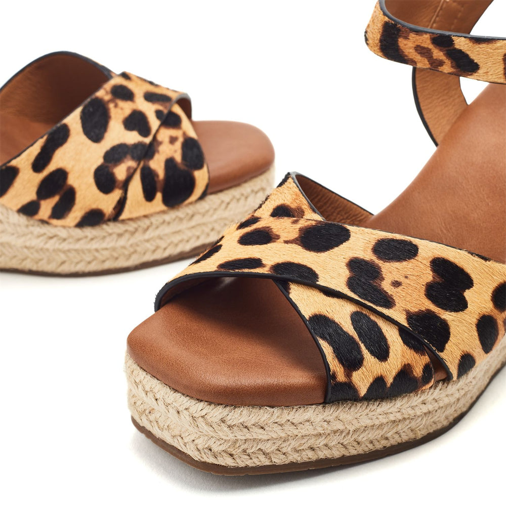 Jasminium Leopard Pony Hair Sandals