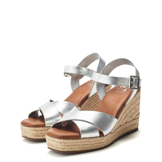 Jasminium Silver Leather Sandals