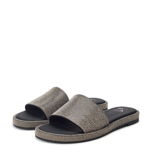 Jaz Black Metallic Sandals