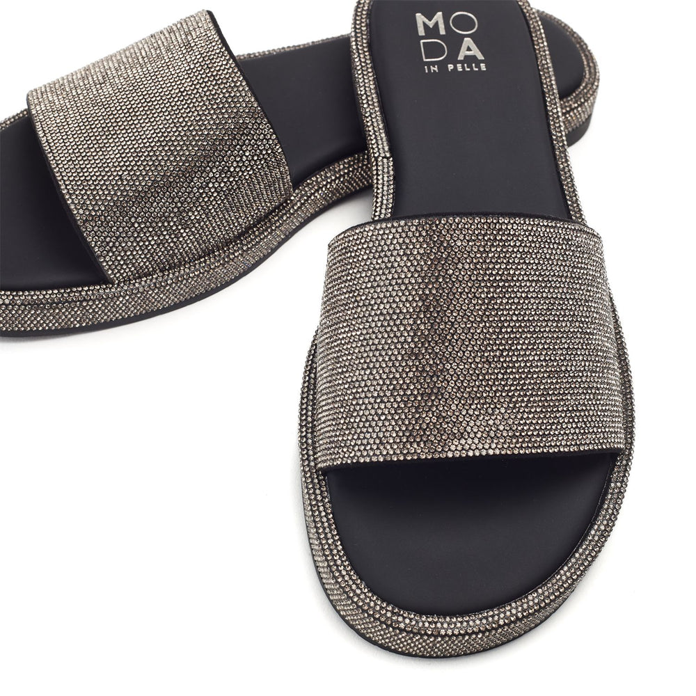 Jaz Black Metallic Sandals