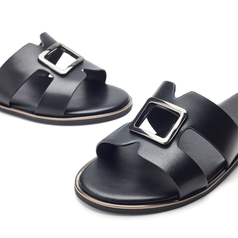 Jeanie Black Porvair Sandals