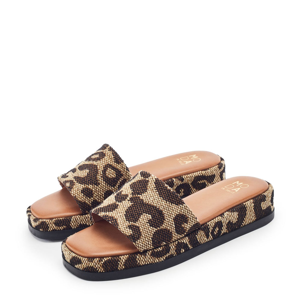 Jelena Leopard Textile Sandals