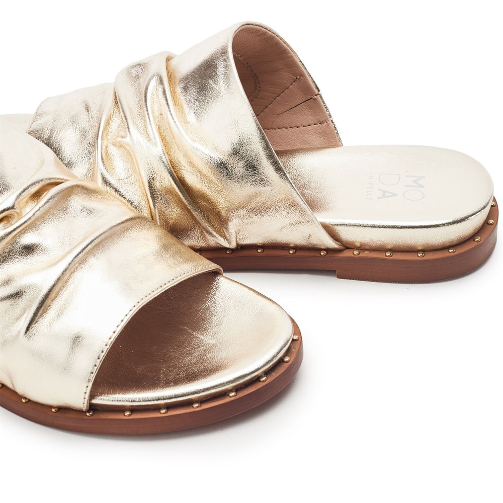 Jerri Gold Leather Sandals