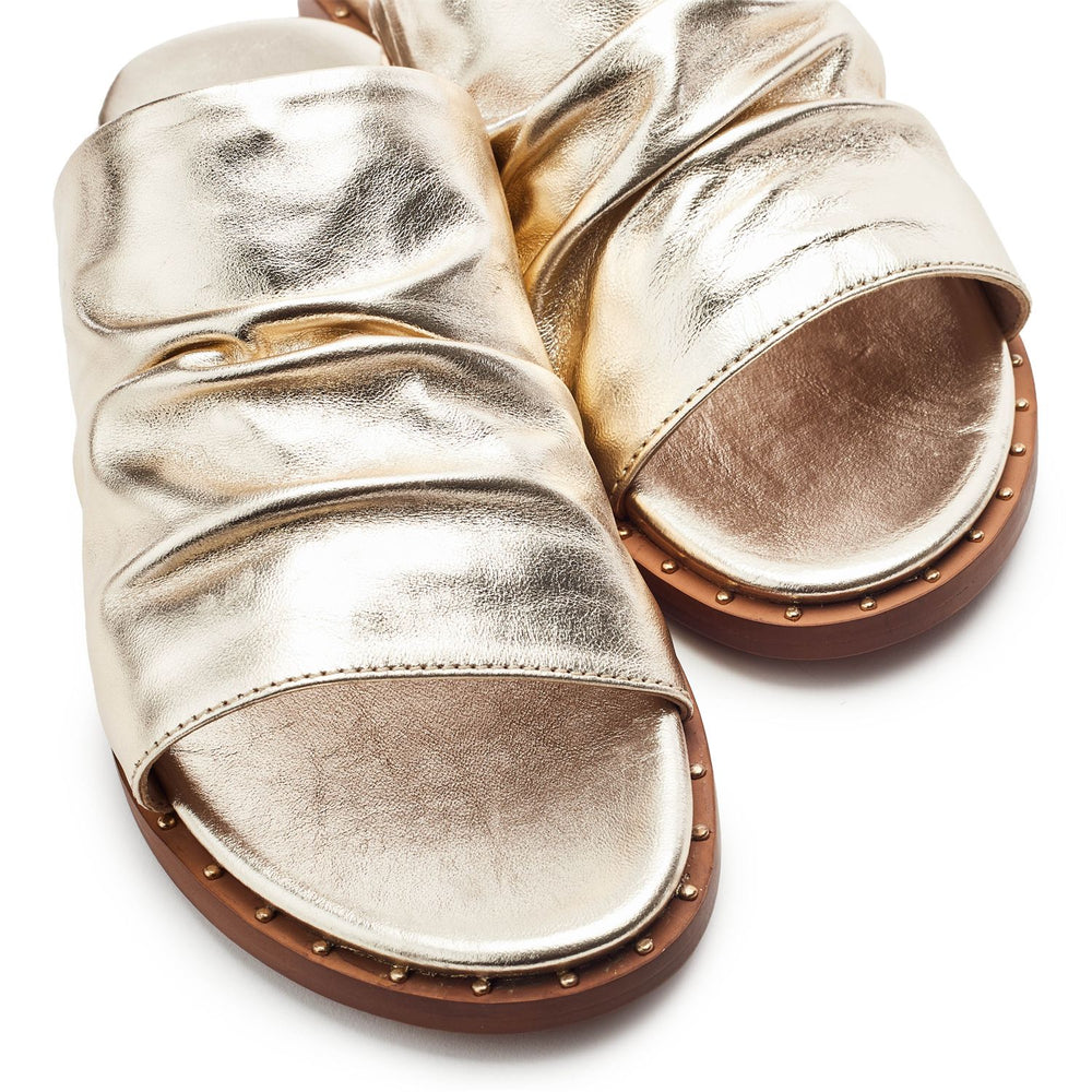 Jerri Gold Leather Sandals