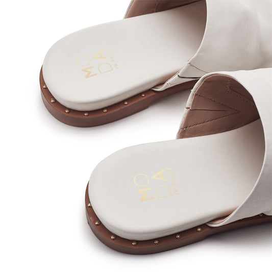 Jerri White Leather Sandals