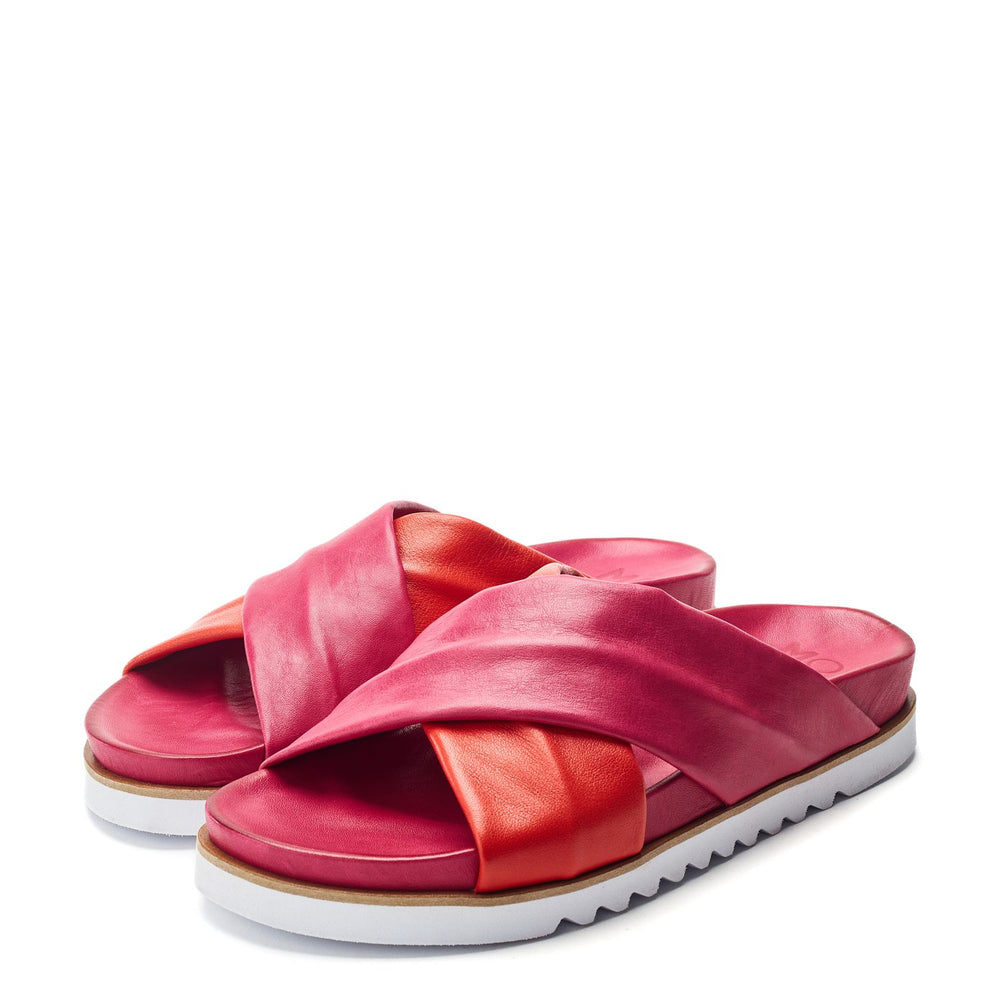 Jessa Pink-Red Leather Sandals