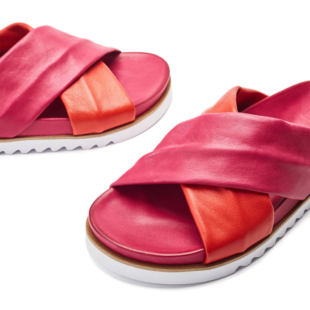 Jessa Pink-Red Leather Sandals