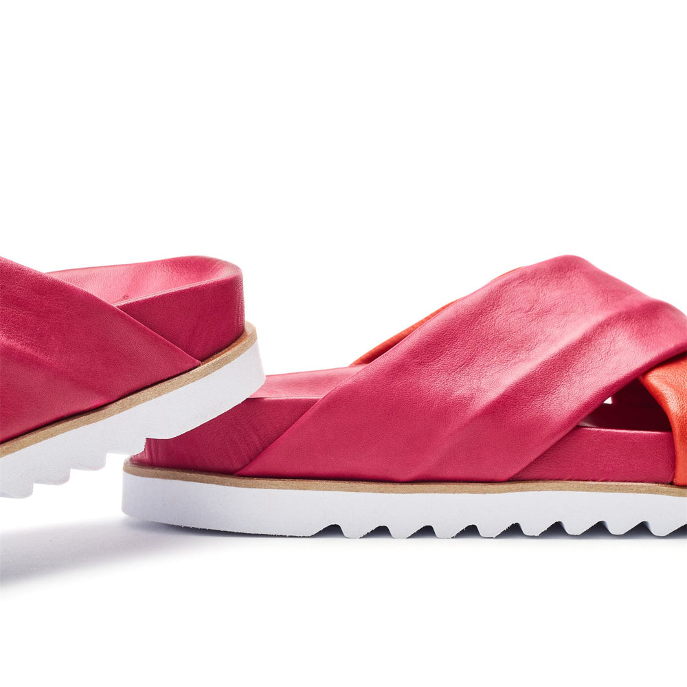 Jessa Pink-Red Leather Sandals