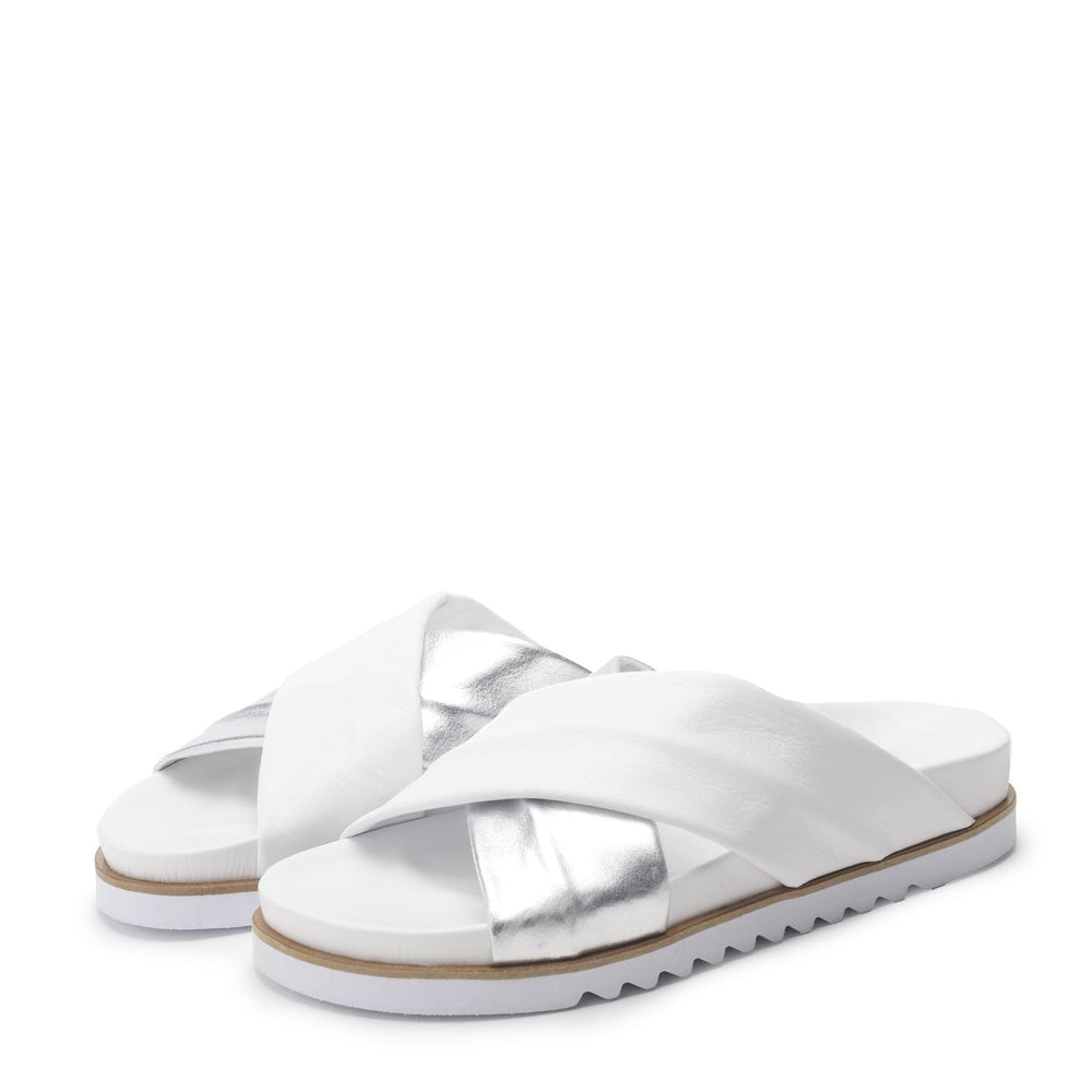 Jessa White - Silver Leather Sandals