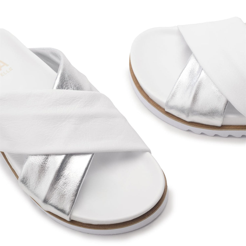 Jessa White - Silver Leather Sandals