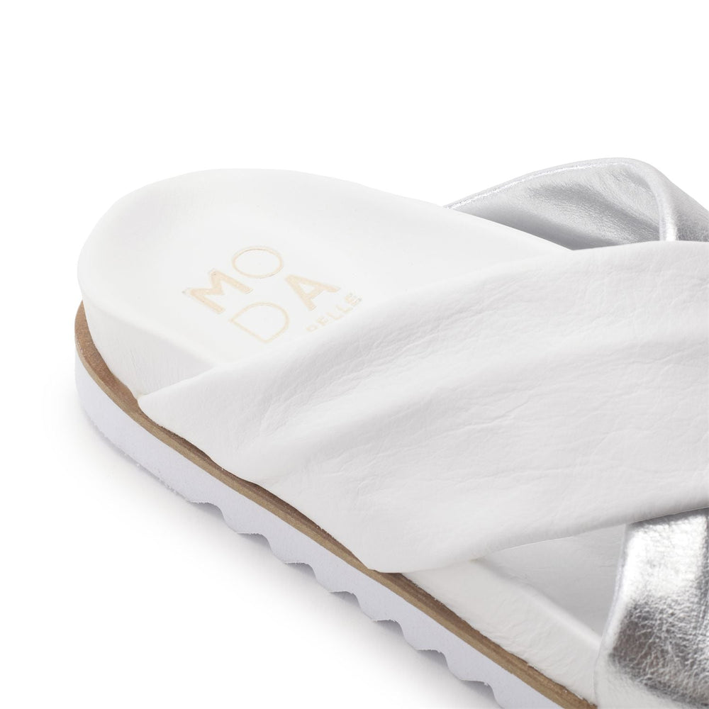 Jessa White - Silver Leather Sandals