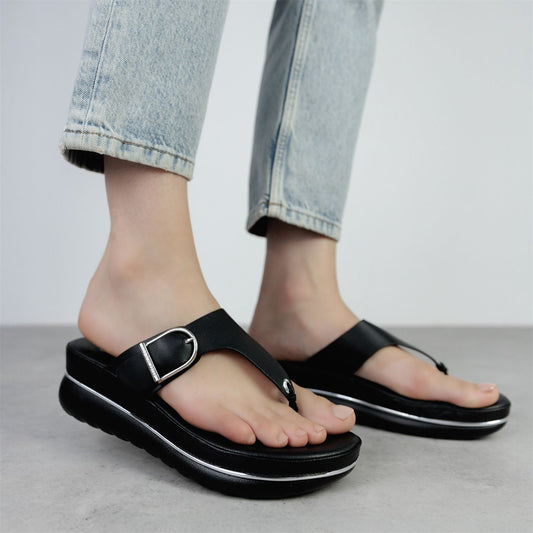 Jesse Black Metallic Leather Sandals