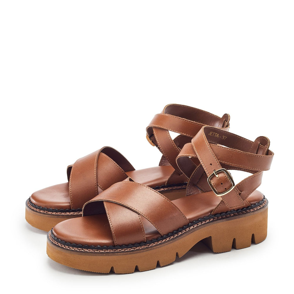 Jetta Tan Leather Sandals