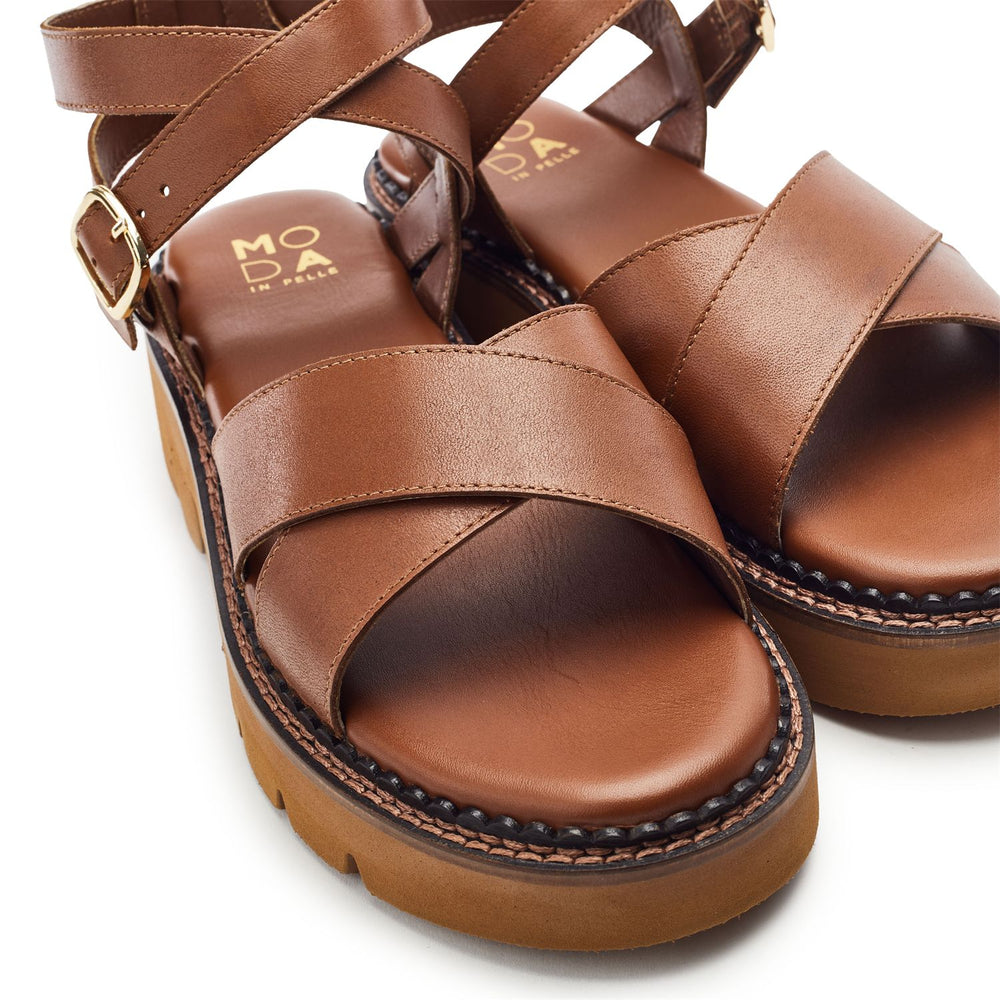 Jetta Tan Leather Sandals