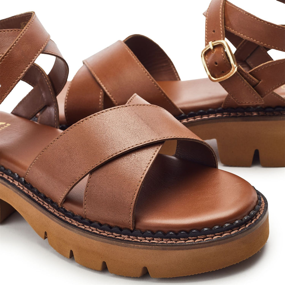 Jetta Tan Leather Sandals