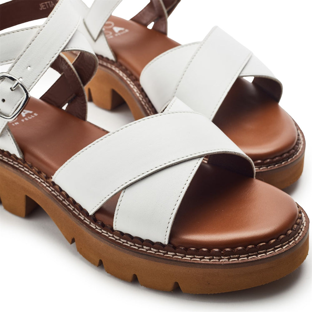 Jetta White Leather Sandals