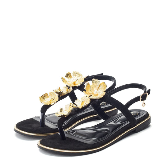 Jewelle Black Alcantara Sandals