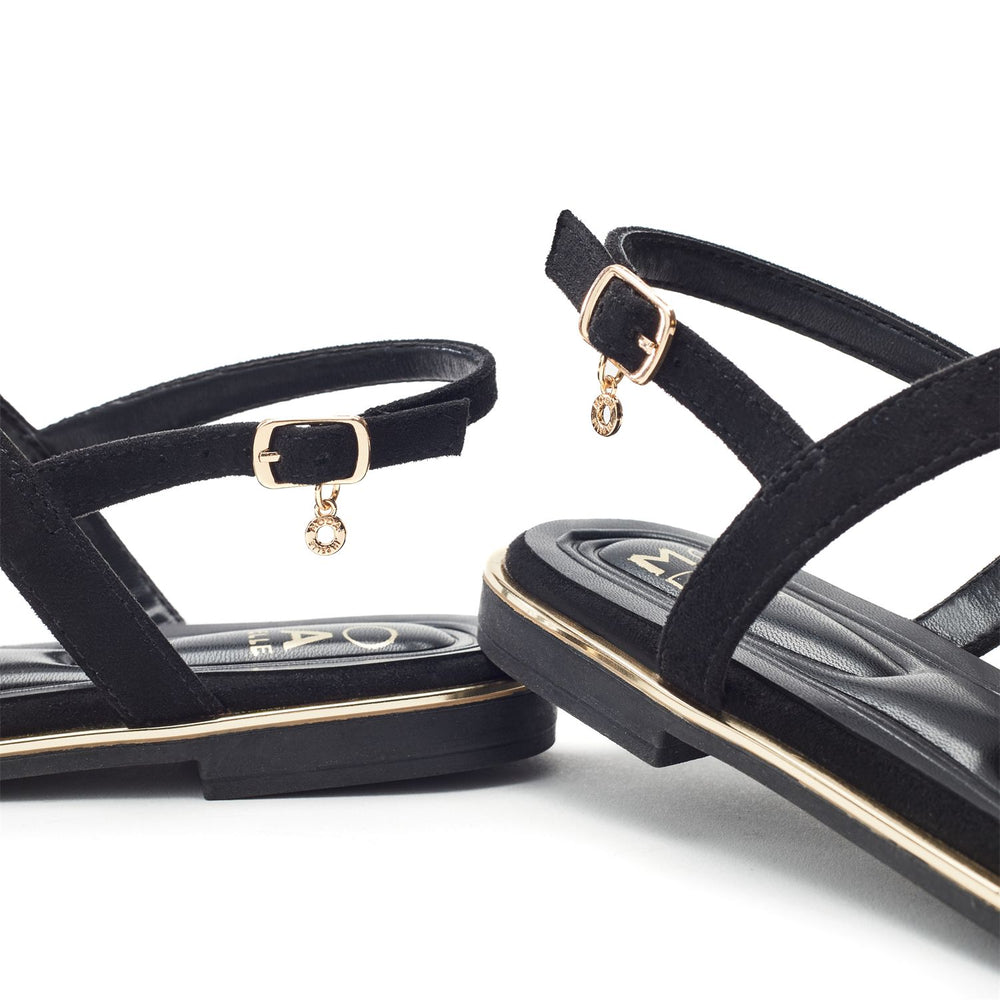 Jewelle Black Alcantara Sandals