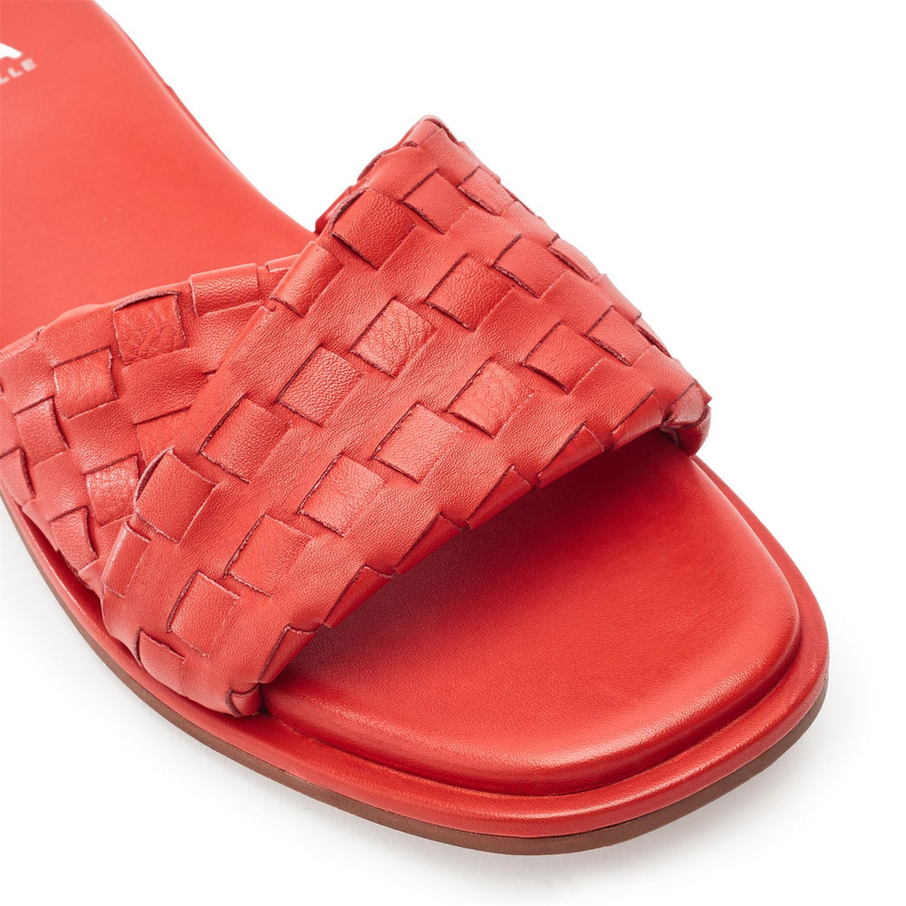 Jina Dark-Orange Leather Sandals