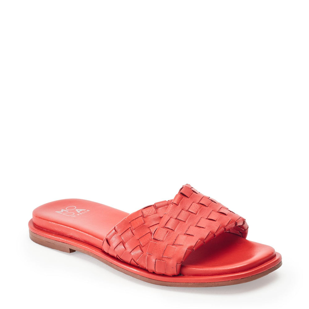 Jina Dark-Orange Leather Sandals