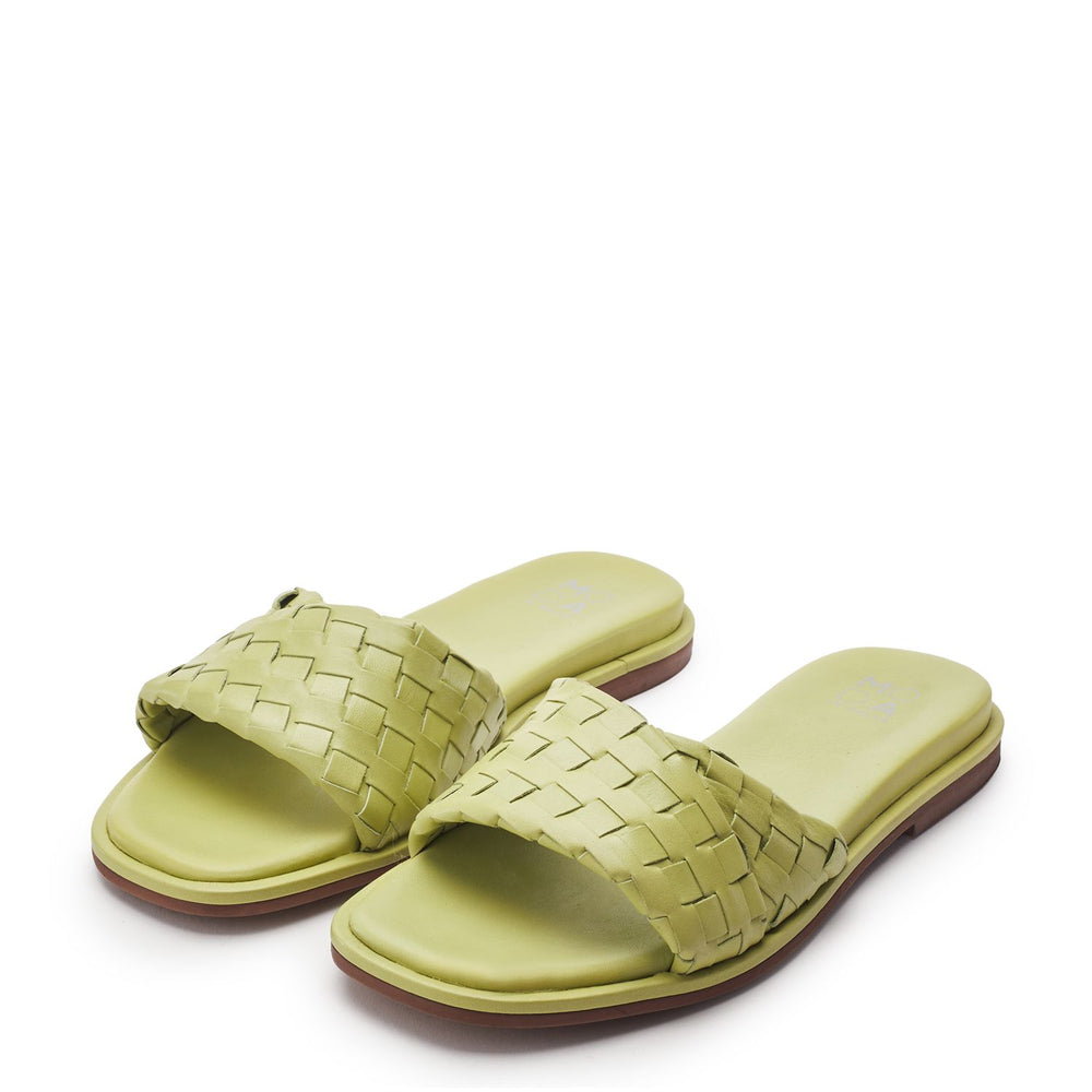 Jina Lime Green Leather Sandals
