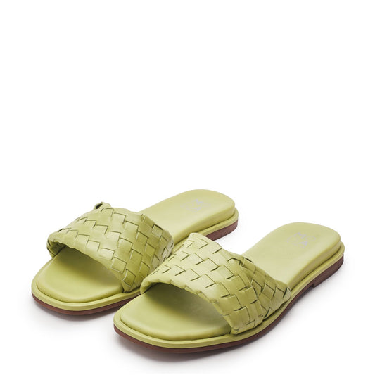 Jina Lime Green Leather Sandals